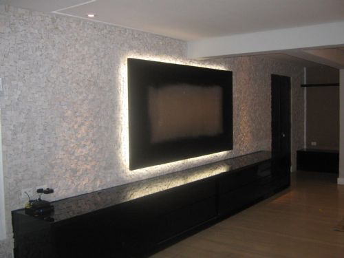Pedra Mosaico Português Branco: Sala de TV