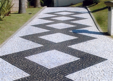 Pedra Mosaico Português Preto Calçada Comercial