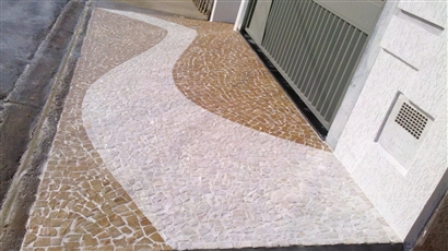 Pedra Mosaico Português Amarelo Calçada